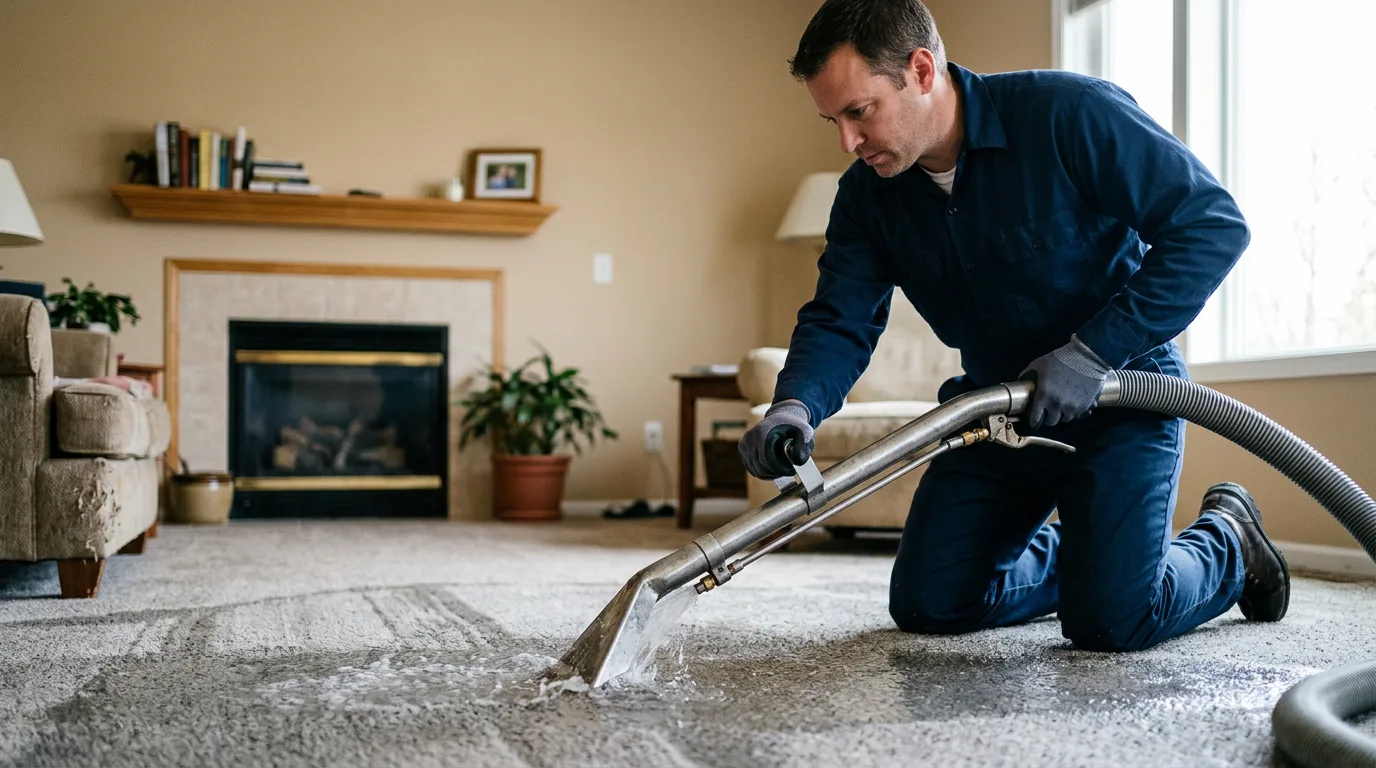 Water damage restoration technician working near Negaunee, MI